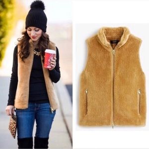 J.Crew Plush Fleece Excursion Vest Cognac XS